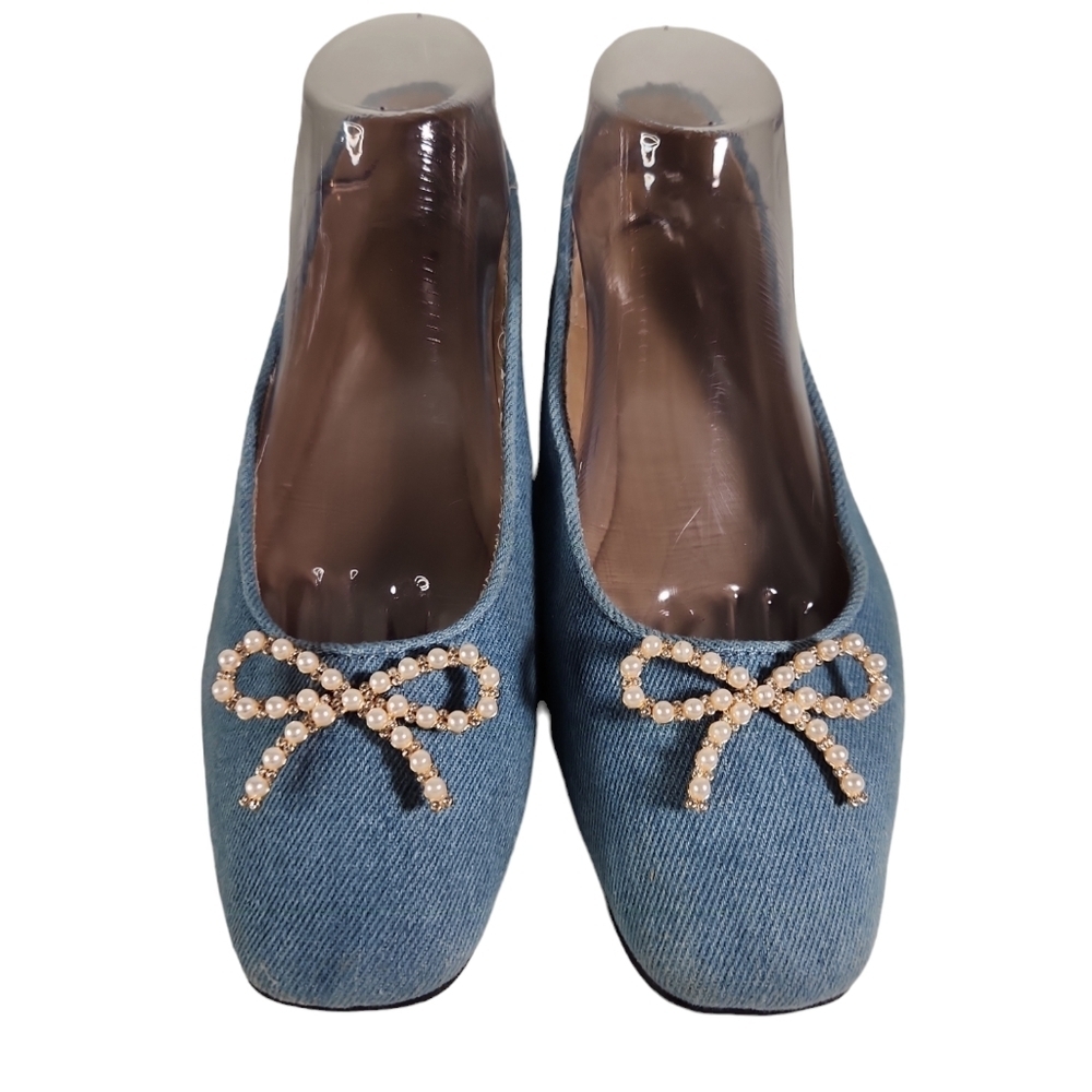 Cato Denim & Pearl Flats